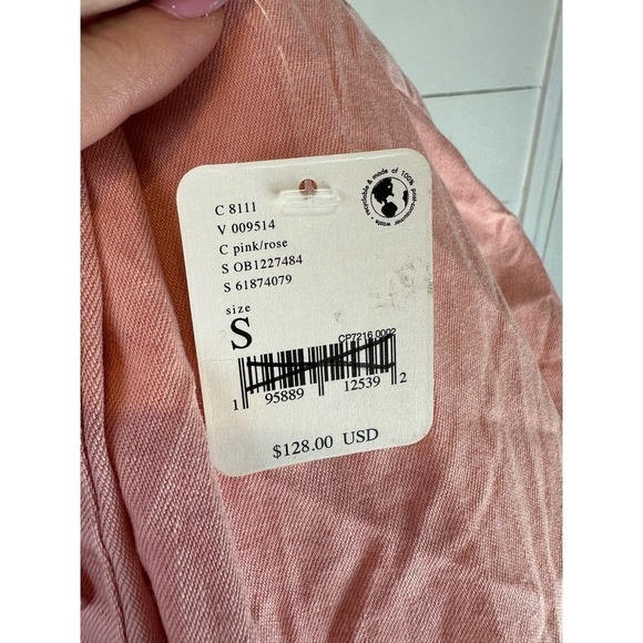 NWT FREE PEOPLE Charlie Denim Button-Down Shirt Rose SMALL - Picture 9 of 9